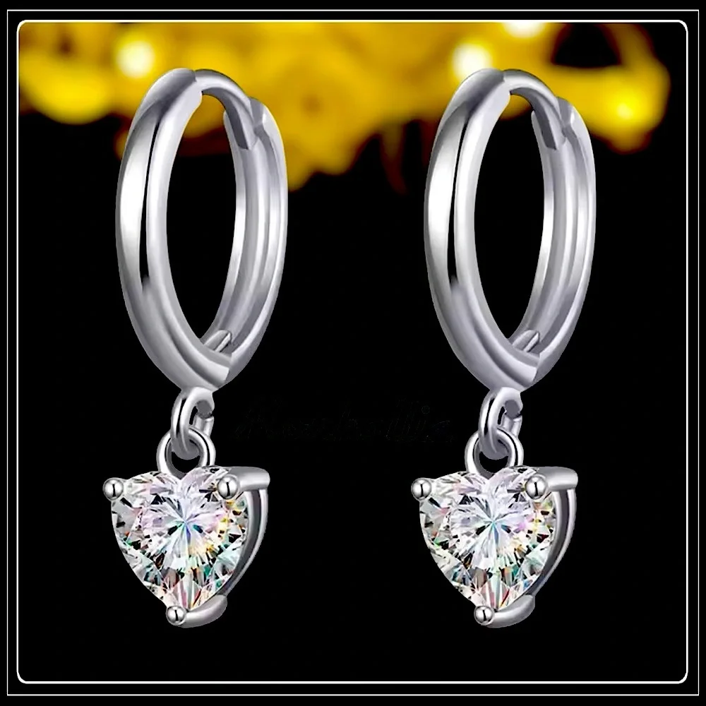 NEW SPARKLING SILVER SIMULATED DIAMOND HEART LOVE GIFT HUGGIE EARRINGS